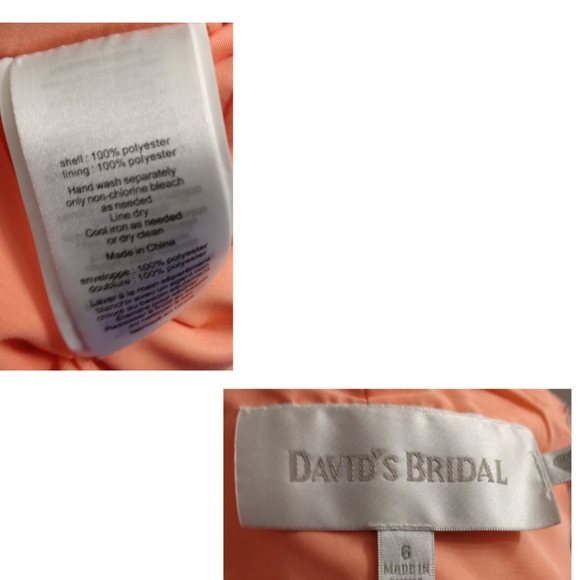 David's Bridal Coral Reef Faux Wrap Dress Size 6 - Picture 7 of 8